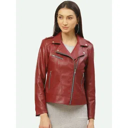 Leather Retail Women Red Biker Jacket-picture-14
