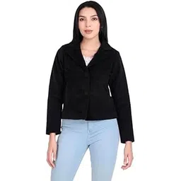 leather retail Women's Black Velvet Jacket with Two Button Closure-picture-40