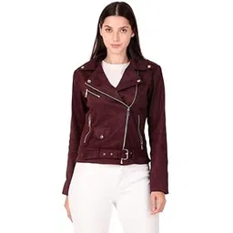 leather retail Women's Suede Full Sleeve Biker Jacket (Coffee)-picture-38