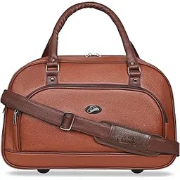 leather world Duffel Bag Textured Leatherette Luggage Duffle Weekender Bag for Travel - Men and Women's (Tan)-picture-38