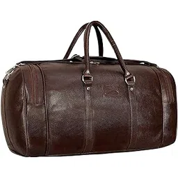 leather world Duffle Bag 55 L Brown Vegan Leather Weekender Travel Luggage Bag with Detachable Shoulder Strap for Men & Women (Brown)-picture-12