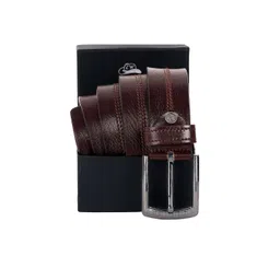 Leather World Men Brown Embellished Leather Formal Textured Belt-picture-29