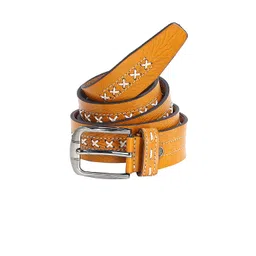 Leather World Men Tan Textured Leather Belt-picture-36