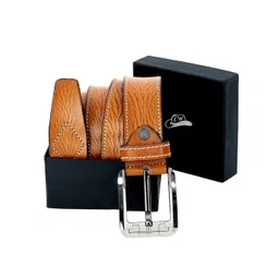 Leather World Men Tan Textured Leather Formal Belt-picture-48