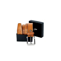 Leather World Men Tan Textured Leather Formal Belt-picture-31