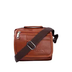 Leather World Tan Solid Medium Cross Body Bag-picture-13