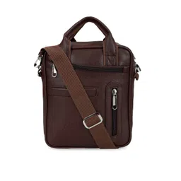 Leather World Unisex Brown Solid Messenger Bag-picture-10