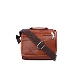 Leather World Unisex Tan Brown Solid Messenger Bag-picture-17