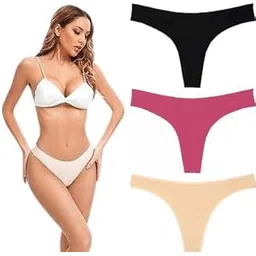 leathex Women's Daily Use Lightweight V-Back G-String Cotton Blend Thong Panties (Pack of 3)-picture-37
