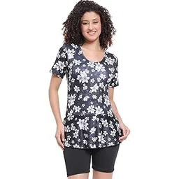 LEBAMI Marble Twirl V-Flex Swim Dress Swimwear I Swim Wears for Women Frock Style I Swimming Costume I One-Piece Swimsuits I Swimsuit for Girls (Black, S)-picture-12