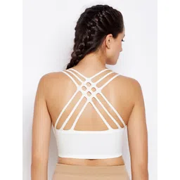 Lebami White Solid Non-Wired Lightly Padded Sports Bra-picture-18