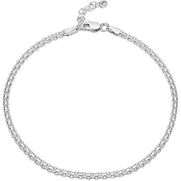 lecalla 925 Sterling Silver BIS Hallmarked Link Chain Anklets for Women Teen, Basic Chain Link Anklets Beach Anklets, Beaded Anklet, Lightweight Summer Anklet (1 Piece)-picture-27