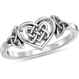 lecalla 925 Sterling Silver Celtic Knot Rings Lightweight Cross Heart Eternity Wedding Band Rings for Women-picture-13