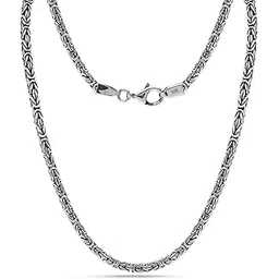 lecalla Oxidized 925 Sterling Silver Byzantine Necklace for Men Women | BIS Hallmarked Handmade Italian 4MM Byzantine Link Chain Necklace Jewelry Gift (18, 20, 22, 24 Inches)-picture-31