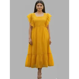 LECORA Flutter Sleeve Ruffled Georgette Fit & Flare Maxi Dress-picture-27