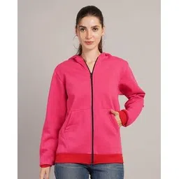 lecowar Women Regular Fit Zip-Front Hoodie with Ribbed Hem -picture-17