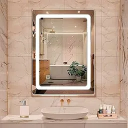 LED Bathroom Wall Mounted Mirror with Touch Sensor | Adjustable Brightness with 3 Color Light (White, Warm, Natural) and Memory Function (Dimension - 18 x 24 Inch) (1, Rectangle)-picture-31