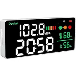 LED Time Temperature Humidity Noise Meter - Decibel Meter 4 in 1 Function for Office, Studio, Home-image-46