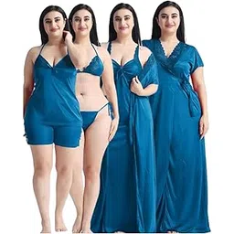 ledelav Women's Satin Set of 6 | Soft and Comfortable Womens Nightwear Nighty | Stylish Gown Dress | Nightdress Night Gown for Women-picture-24