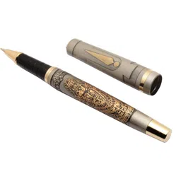 ledos Lord Balaji Edition Ballpoint Pen Silver Grey Body With Golden Trims Ball Pen-picture-13