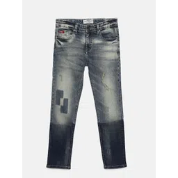 Lee Cooper Boys Blue Regular Fit Mid-Rise Low Distress Jeans-picture-11