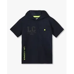 lee cooper Boys Brand Print Regular Fit Hooded T-Shirt-picture-49