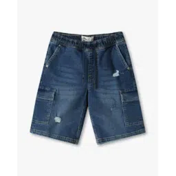 lee cooper Boys Mid-Wash Distressed Regular Fit Denim Shorts-picture-15
