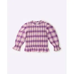 lee cooper Checked Smocked Round-Neck Top-picture-17