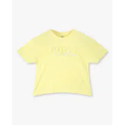 lee cooper Girls Typographic Print Regular Fit Crew-Neck T-Shirt-picture-15