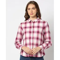 lee cooper Women Checked Regular Fit Shirt-picture-24