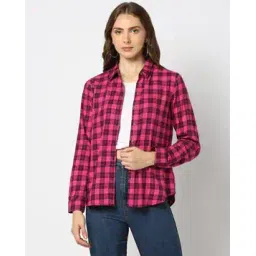 lee cooper Women Checked Regular Fit Shirt-picture-22