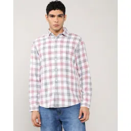 lee cooper Men Checked Regular Fit Shirt with Patch Pocket image 4
