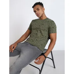 Lee Geometric Printed Cotton Round Neck Slim Fit T-Shirt-picture-35