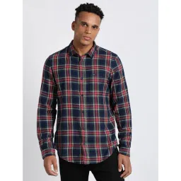 Lee Navy Cotton Regular Fit Checks Shirt-picture-44