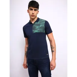 Lee Navy Cotton Slim Fit Printed Polo T-Shirt-picture-33