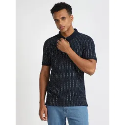 Lee Navy Cotton Slim Fit Printed Polo T-Shirt-picture-25