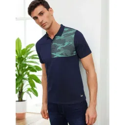 Lee Navy Cotton Slim Fit Printed Polo T-Shirt-picture-21