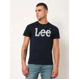 Lee Navy Cotton Slim Fit Printed T-Shirt-picture-32