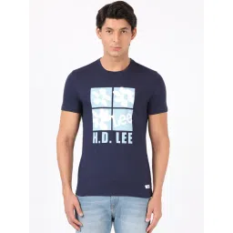 Lee Navy Cotton Slim Fit Printed T-Shirts-picture-34