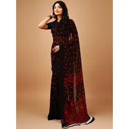 Leelavati Abstract Printed Pure Chiffon Solid Border Saree-picture-20