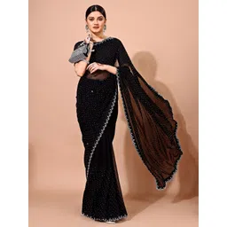 Leelavati Embellished Beads and Stones Pure Chiffon Saree-picture-10