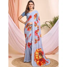 Leelavati Floral Printed Pure Chiffon Saree-picture-42