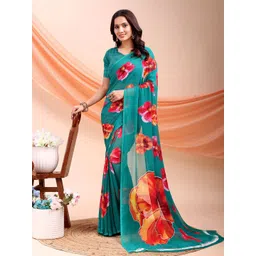 Leelavati Printed Floral Pure Chiffon Saree image 1