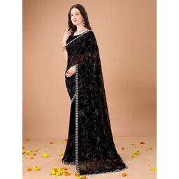 Leelavati Women Embellished Beads and Stones Pure Georgette Saree-picture-27