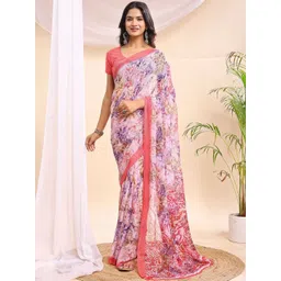 Leelavati Women Printed Floral Pure Chiffon Saree-picture-10