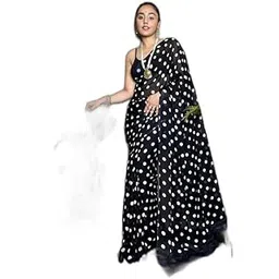 leelavati Women Printed Georgette Saree for Women With Unsticted Blouse Peice (Black) (IF-GR-1387)-picture-14