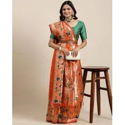 leeli peeri designer Floral Woven Paithani Saree with Contrast Border-picture-11