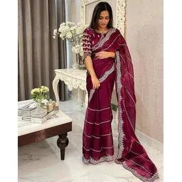 leeli peeri designer Women Semi-Sheer Saree with Embroidered Border-picture-52