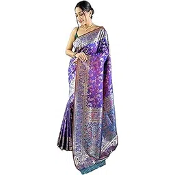 leeli peeri designer Women's Banarasi Katan Silk Zari Work Saree With Unstitched Blouse Piece-picture-12