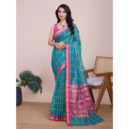 LeeliPeeri Designer Checked Woven Design Zari Saree-picture-31